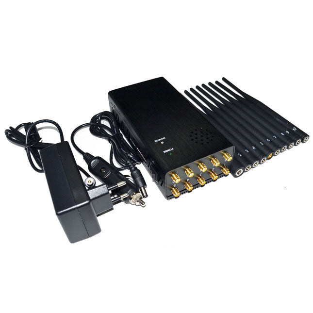 10 Bands Portable High Power Cell Phone Wifi Jammer Jamming GPS 4G