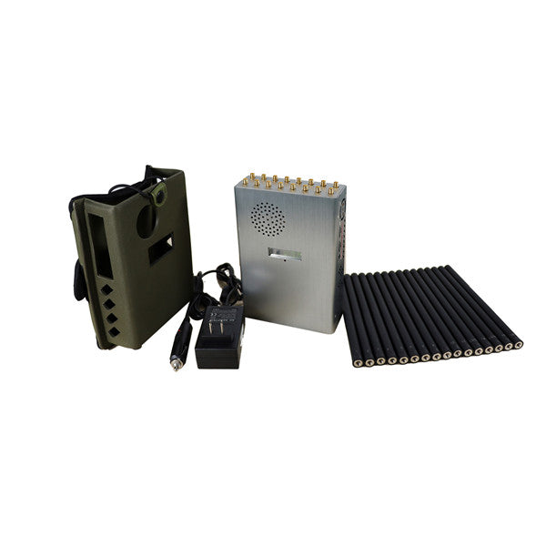 16-Band Handheld 5G Jammer GPS WIFI Mobile Phones UHF VHF Signal Blocker