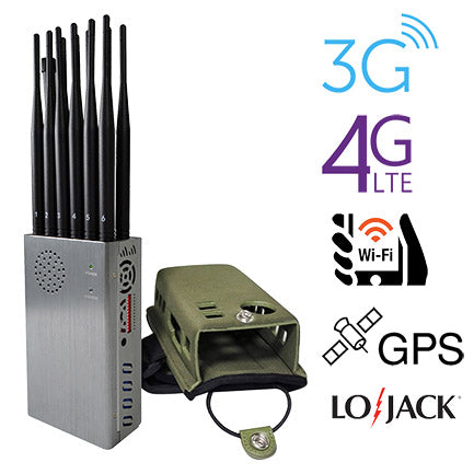 12 Antennas Power Portable Mobile Phone Signal Jammer LOJACK GPS Wi-Fi RF Signals Blocker