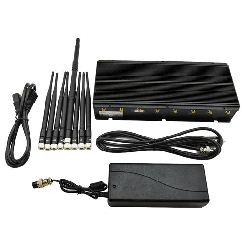 8 Antennas High Power Desktop Mobile Signal Jammers GPS WIFI Blocker